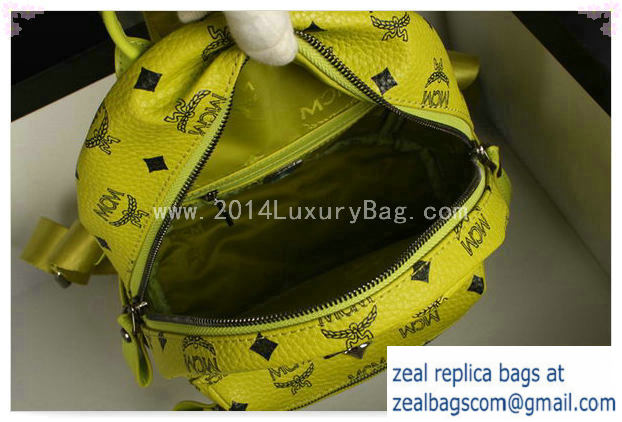 High Quality Replica MCM Stark Backpack Medium in Calf Leather 8003 Lemon